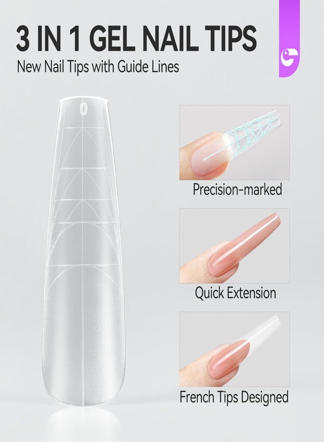 gelike ec Guiding Line Nail Tips for Salon: Gelike EC Full Matte Coffin Gel Nail tips with Auxiliary Positioning Line - Nail Extension Tips for Professional -100 Pcs 10 Sizes - Image 2